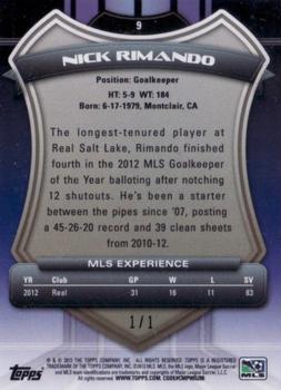 2013 Topps MLS - Golazo #9 Nick Rimando Back