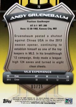 2013 Topps MLS - Gold #72 Andy Gruenebaum Back