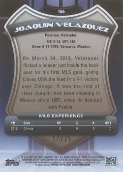 2013 Topps MLS - Gold #166 Joaquin Velazquez Back
