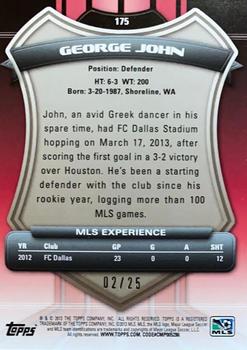 2013 Topps MLS - Gold #175 George John Back