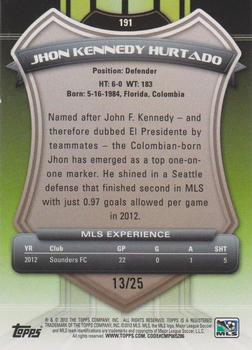 2013 Topps MLS - Gold #191 Jhon Kennedy Hurtado Back