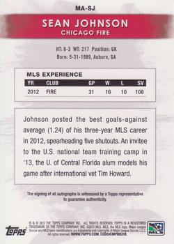 2013 Topps MLS - Maestros Autographs #MA-SJ Sean Johnson Back