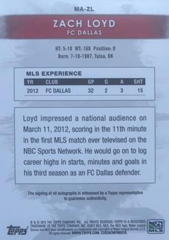 2013 Topps MLS - Maestros Autographs #MA-ZL Zach Loyd Back