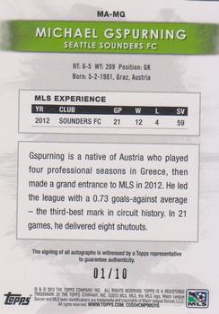 2013 Topps MLS - Maestros Autographs Black #MA-MG Michael Gspurning Back