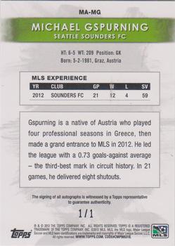 2013 Topps MLS - Maestros Autographs Golazo #MA-MG Michael Gspurning Back