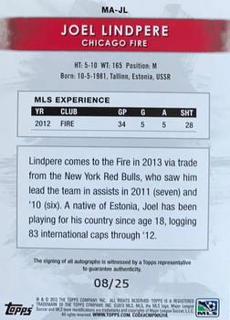 2013 Topps MLS - Maestros Autographs Gold #MA-JL Joel Lindpere Back