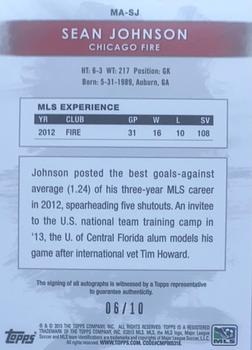 2013 Topps MLS - Maestros Autographs Red #MA-SJ Sean Johnson Back