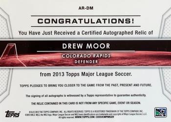 2013 Topps MLS - Relic Autographs #AR-DM Drew Moor Back