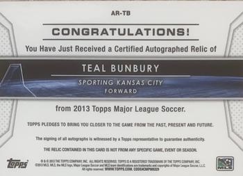 2013 Topps MLS - Relic Autographs #AR-TB Teal Bunbury Back