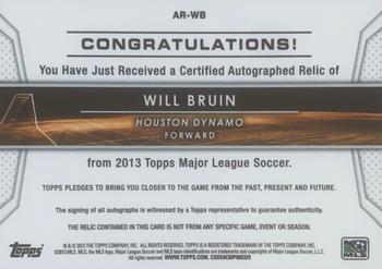 2013 Topps MLS - Relic Autographs #AR-WB Will Bruin Back