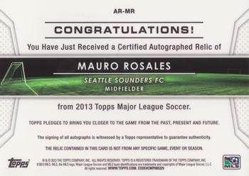 2013 Topps MLS - Relic Autographs #AR-MR Mauro Rosales Back