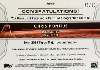 2013 Topps MLS - Relic Autographs Gold #AR-CP Chris Pontius Back