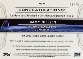 2013 Topps MLS - Relic Autographs Green #AR-JN Jimmy Nielsen Back