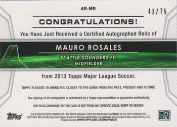 2013 Topps MLS - Relic Autographs Green #AR-MR Mauro Rosales Back