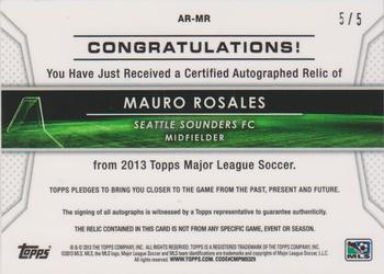 2013 Topps MLS - Relic Autographs Red Prime #AR-MR Mauro Rosales Back