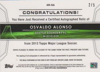 2013 Topps MLS - Relic Autographs Red Prime #AR-OA Osvaldo Alonso Back