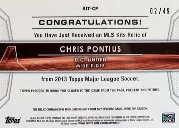 2013 Topps MLS - Relics Blue #KIT-CP Chris Pontius Back