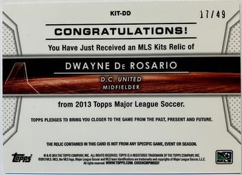 2013 Topps MLS - Relics Blue #KIT-DD Dwayne De Rosario Back