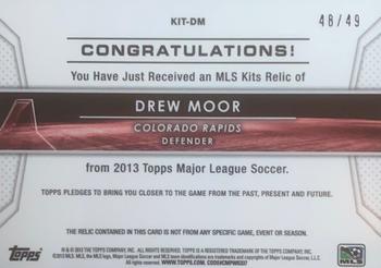 2013 Topps MLS - Relics Blue #KIT-DM Drew Moor Back