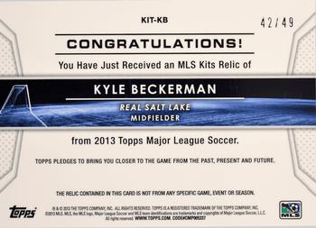 2013 Topps MLS - Relics Blue #KIT-KB Kyle Beckerman Back