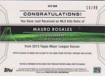 2013 Topps MLS - Relics Blue #KIT-MR Mauro Rosales Back