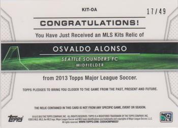 2013 Topps MLS - Relics Blue #KIT-OA Osvaldo Alonso Back