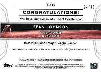 2013 Topps MLS - Relics Blue #KIT-SJ Sean Johnson Back