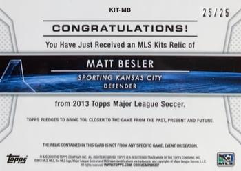 2013 Topps MLS - Relics Red #KIT-MB Matt Besler Back
