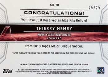2013 Topps MLS - Relics Red #KIT-TH Thierry Henry Back