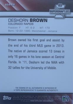 2013 Topps MLS - Super Draft Autographs #SDA-DB Deshorn Brown Back