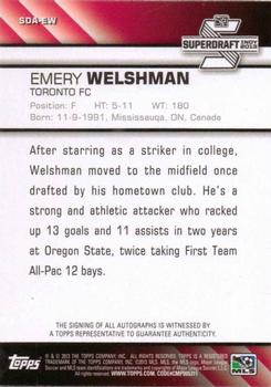 2013 Topps MLS - Super Draft Autographs #SDA-EW Emery Welshman Back