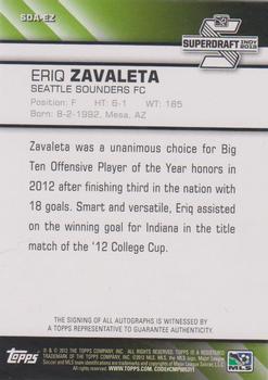 2013 Topps MLS - Super Draft Autographs #SDA-EZ Eriq Zavaleta Back