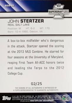 2013 Topps MLS - Super Draft Autographs #SDA-JS John Stertzer Back
