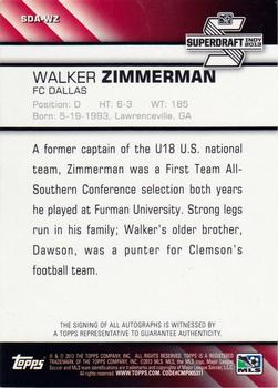 2013 Topps MLS - Super Draft Autographs #SDA-WZ Walker Zimmerman Back