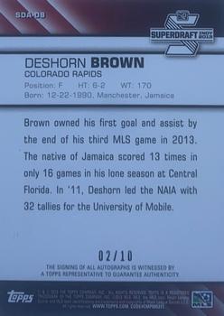 2013 Topps MLS - Super Draft Autographs Black #SDA-DB Deshorn Brown Back