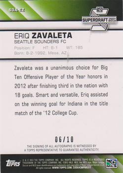 2013 Topps MLS - Super Draft Autographs Black #SDA-EZ Eriq Zavaleta Back