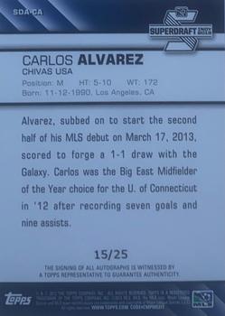 2013 Topps MLS - Super Draft Autographs Gold #SDA-CA Carlos Alvarez Back
