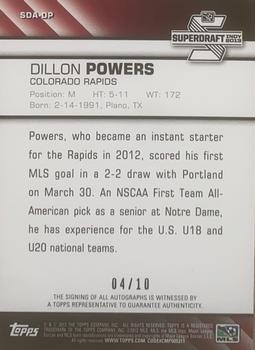 2013 Topps MLS - Super Draft Autographs Red #SDA-DP Dillon Powers Back