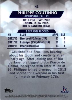 2013-14 Topps Premier Gold #43 Philippe Coutinho Back