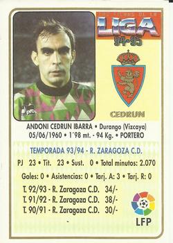 1994-95 Mundicromo Sport Las Fichas de La Liga #40b Cedrun Back
