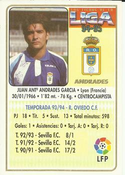 1994-95 Mundicromo Sport Las Fichas de La Liga #160 Andrades Back