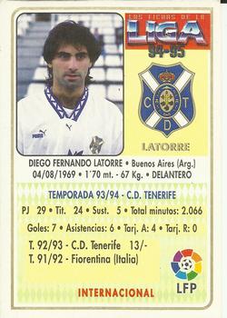 1994-95 Mundicromo Sport Las Fichas de La Liga #182 Latorre Back