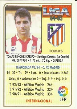 1994-95 Mundicromo Sport Las Fichas de La Liga #204 Tomas Back