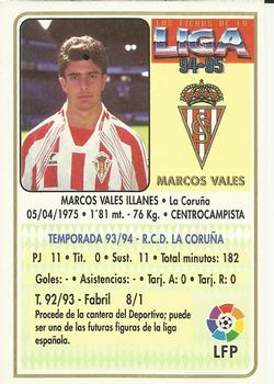 1994-95 Mundicromo Sport Las Fichas de La Liga #244 Marcos Vales Back