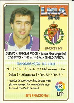 1994-95 Mundicromo Sport Las Fichas de La Liga #305 Matosas Back