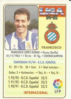 1994-95 Mundicromo Sport Las Fichas de La Liga #318 Francisco Back