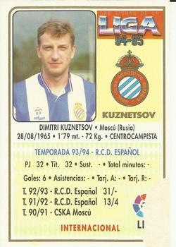 1994-95 Mundicromo Sport Las Fichas de La Liga #319 Kuznetsov Back
