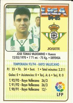 1994-95 Mundicromo Sport Las Fichas de La Liga #336 Josete Back