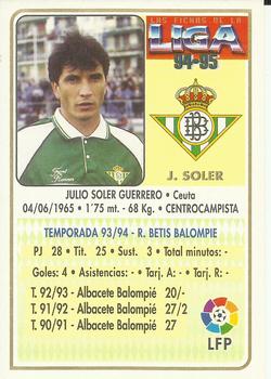 1994-95 Mundicromo Sport Las Fichas de La Liga #339 J. Soler Back