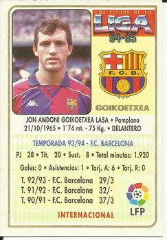 1994-95 Mundicromo Sport Las Fichas de La Liga #20 Goikoetxea Back